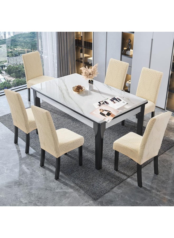 Beauenty 4 PCS Waterproof Chair Covers for Dining Room, Stretch High Back Chair Cover, Removable Washable Chair Protector for Kitchen, Home, Hotel, Restaurant, Banquet (Beige-4Pcs) - Image 3