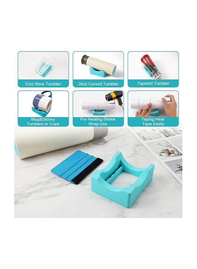 Small Silicone Cup Cradle for Crafting,Tumbler Holder with Built-in Slot and Felt Edge Squeegee, Use to Apply Vinyl Decals for Mug Beer Can and Glass Bottle, Anti-Skidding Display Tumbler Stand - Image 5