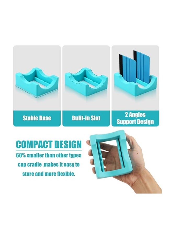 Small Silicone Cup Cradle for Crafting,Tumbler Holder with Built-in Slot and Felt Edge Squeegee, Use to Apply Vinyl Decals for Mug Beer Can and Glass Bottle, Anti-Skidding Display Tumbler Stand - Image 3
