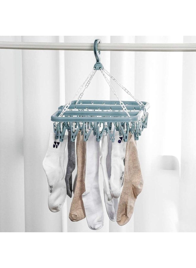 Hedge Foldable Laundry Hanger Drying Racks with 32 Clips For small garments Laundry Clothes Hangers for Drying Socks Towels and Baby Clothes - Image 2
