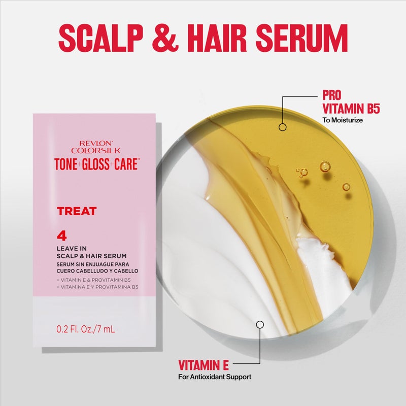 Revlon ColorSilk Tone + Gloss + Care Demi Permanent Hair Color, Dye Kit with Leave-In Scalp and Haircare Serum, 2x Shinier, 4x Stronger, 4 Dark Brown, 4.5 fl oz - Image 5