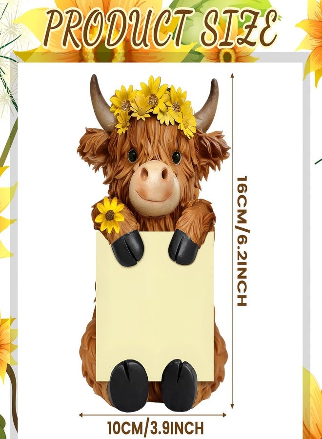 Thenshop Teacher Appreciation Gift Sunflower Highland Cow Pop up Sticky Note Dispenser Resin Highland Cow Note Holder with 100 Sheets 3 x 3 Inch Sticky Notes Desk Accessory for Office Home - Image 3