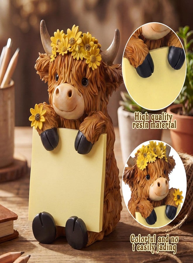 Thenshop Teacher Appreciation Gift Sunflower Highland Cow Pop up Sticky Note Dispenser Resin Highland Cow Note Holder with 100 Sheets 3 x 3 Inch Sticky Notes Desk Accessory for Office Home - Image 4