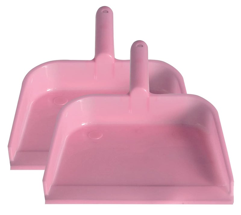 Kuber Industries Plastic Lightweight 10 Dustpan with Comfort Grip Handle for Easy Sweep Broom Pack of 2 Pink - Image 1
