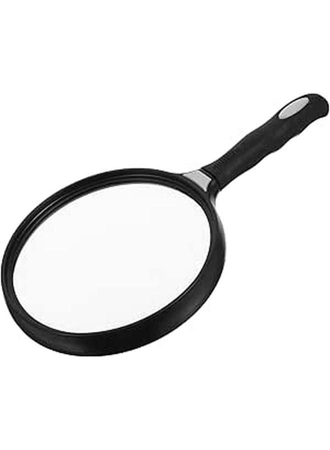 Large Magnifying Glass 130mm Lens 3X Magnifying Power Handheld Visual Aid for Reading Seniors Black - Image 1