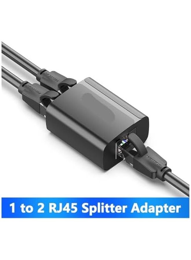 2 Pack Black RJ45 Ethernet Splitter 1 to 2 Way Connector Adapter - Image 3