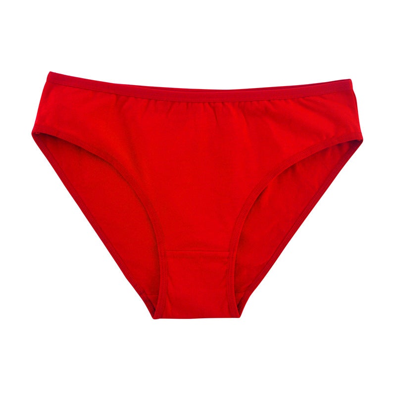 Cotton Mid-Waist Briefs for Women red - Image 1
