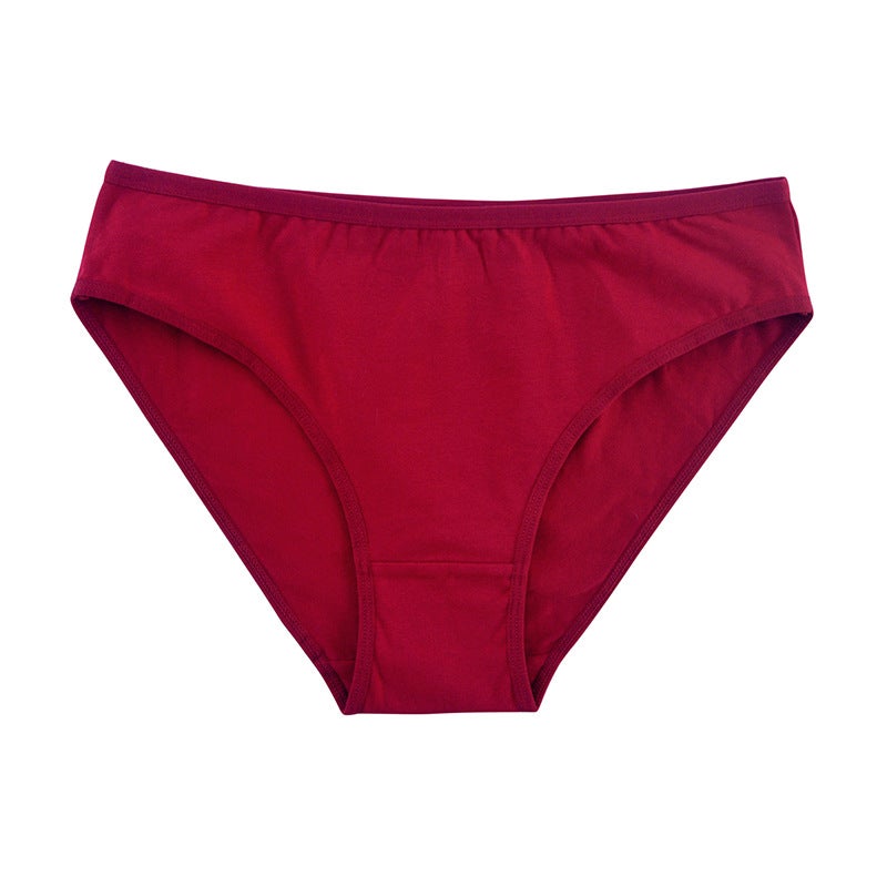 Cotton Mid-Waist Briefs for Women red - Image 5