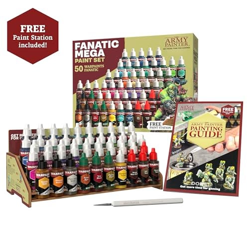 The Army Painter Warpaints Fanatic Mega Set, 50 Paints: 36 acrylic colours, 4 Skin Tones, 3 Metallics, 3 Effects, 4 Washes, 1 Free Paint Station & Brush, For Miniature Painting - Image 2