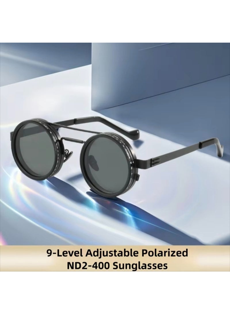 Generic Manually adjustable lenses are sunglasses whose lenses can be adjusted from light to dark and vice versa using a special mechanism, allowing the user to choose the degree of darkness according to their comfort and lighting conditions.  - Image 4