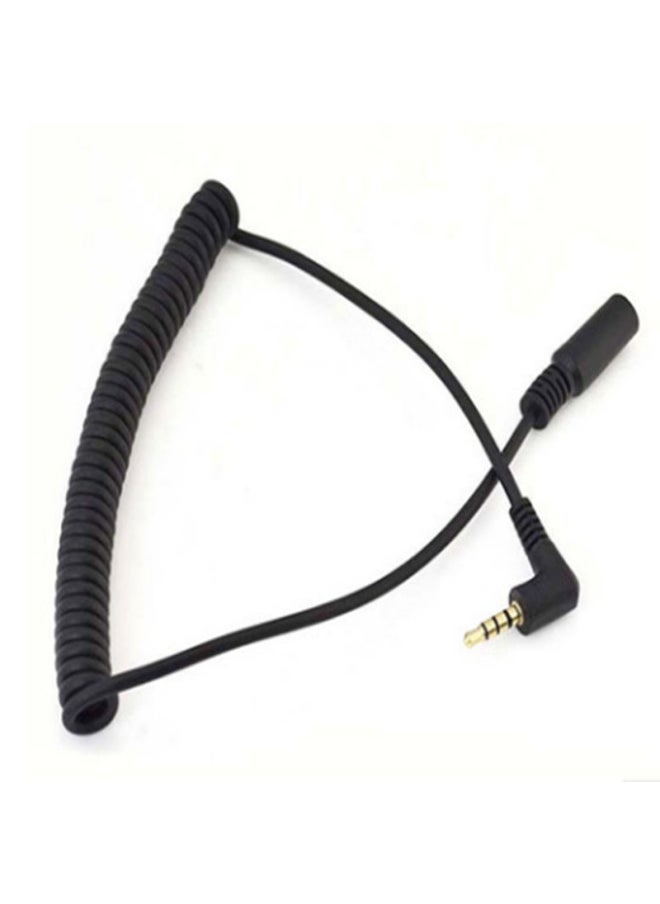 Generic - 90 Degree Angled Spring Wire Audio Earphone Extension Cord DC3.5 Male Pair Bus Wire Earplug Extension Cord 1.5 Meters-Color:Black-Line Length:1.5 M - Image 1
