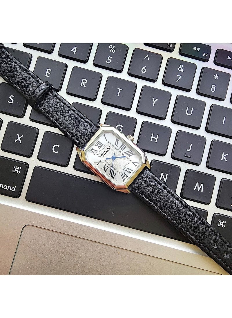 Tekno Trust Retro Women's Wristwatch, Vintage Design, Roman Numerals, Leather Strap, Octagonal, Easy to Use  - Image 3