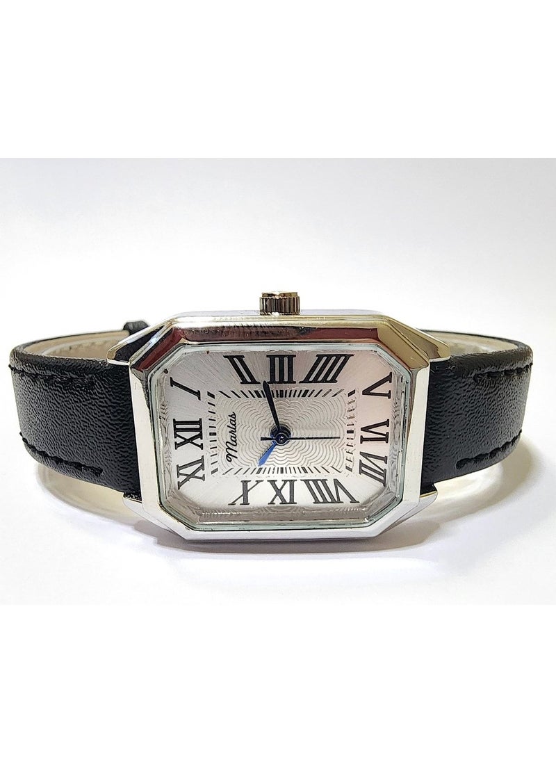 Tekno Trust Retro Women's Wristwatch, Vintage Design, Roman Numerals, Leather Strap, Octagonal, Easy to Use  - Image 4
