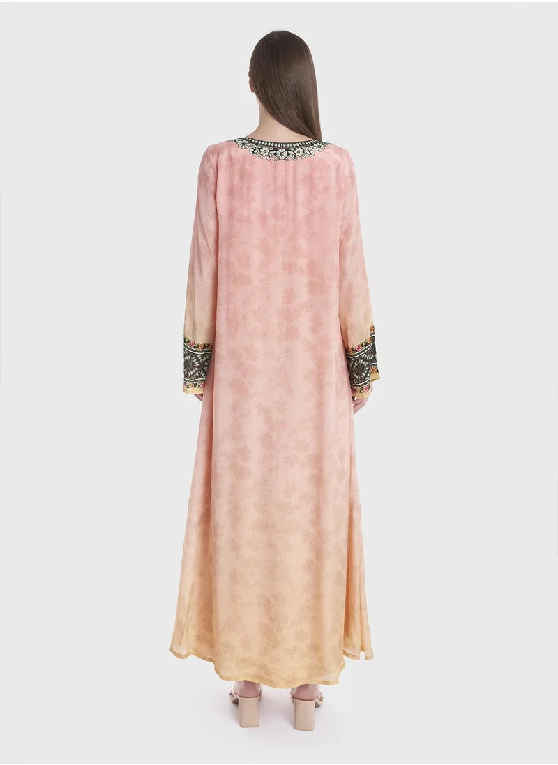 كشخة Viscose Floral Printed Jalabiya