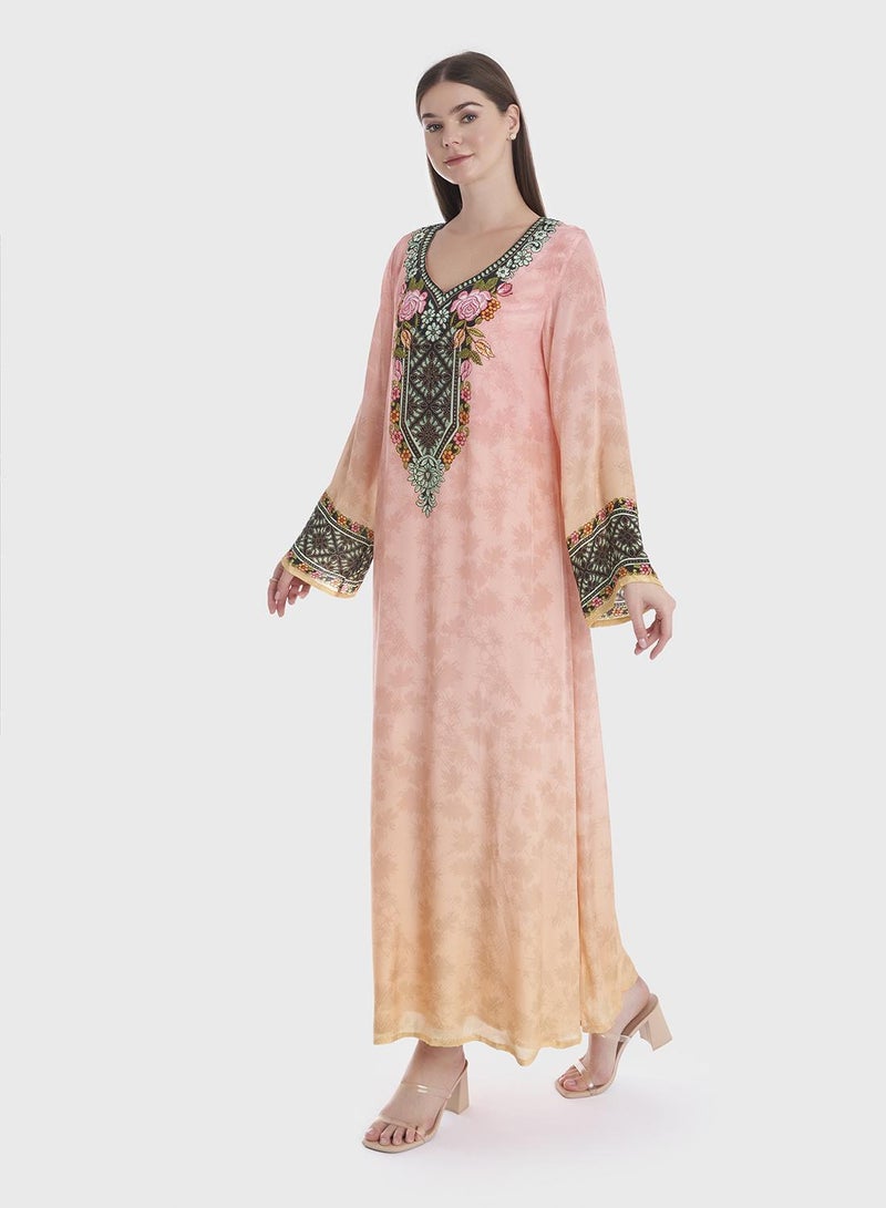 كشخة جلابية فيسكوز بطبعة زهور - Image 5