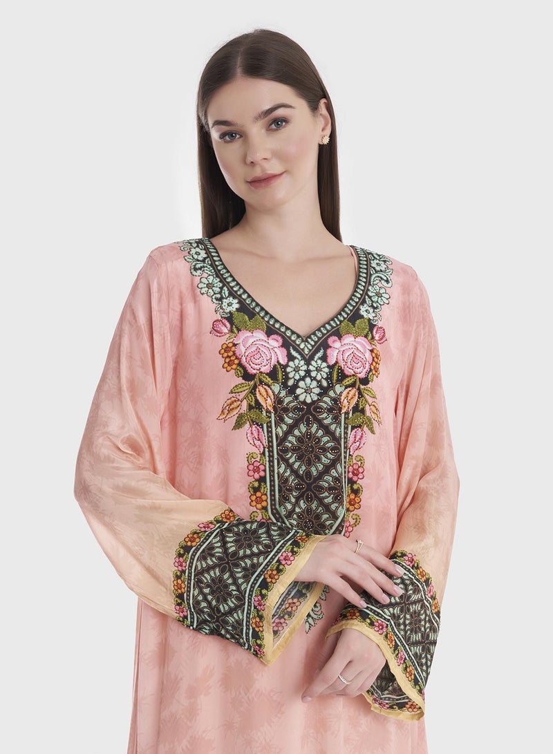 كشخة جلابية فيسكوز بطبعة زهور - Image 3