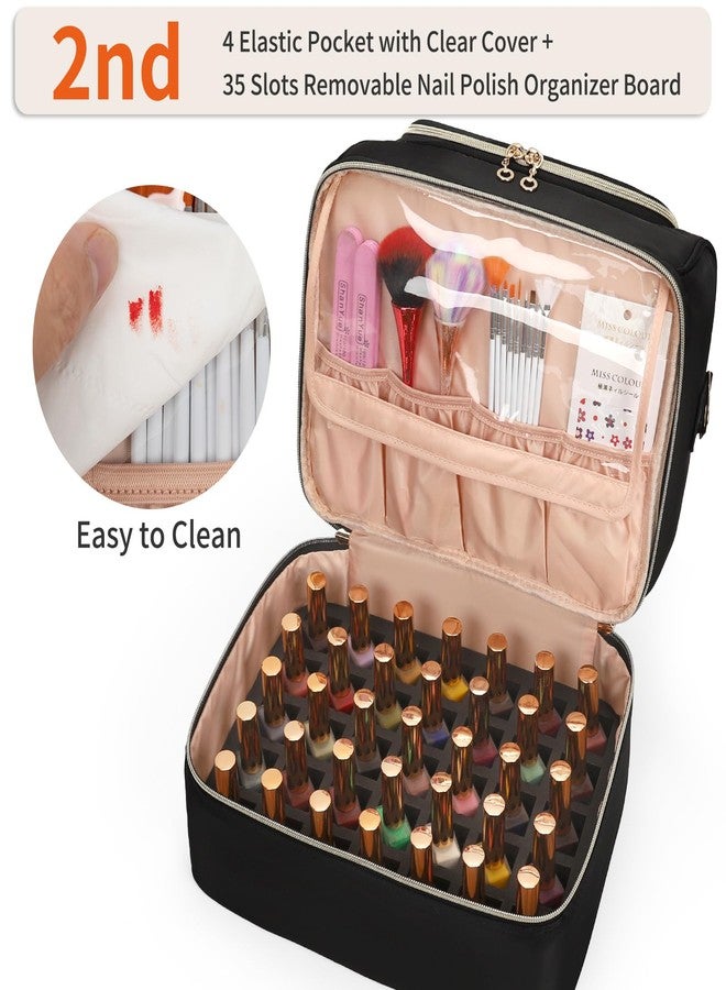 CUBETASTIC Nail Polish Organizer, Portable Nail Polish Storage Case Holds 45 Bottles Nail Polish & Nail Lamp, Travel Nail Supplies Organizer for Nail Tech Kit & Manicure Tools - Image 4