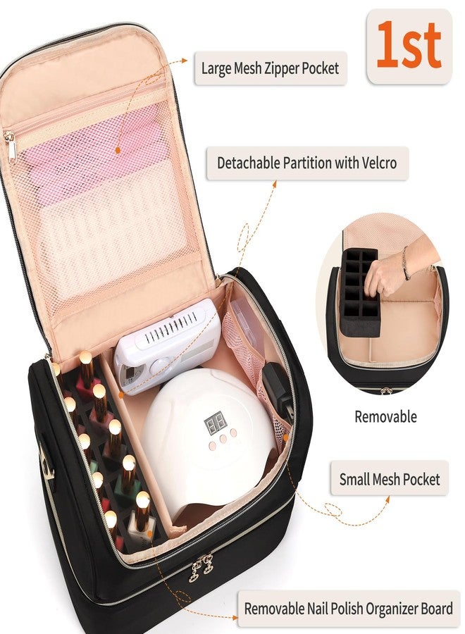 CUBETASTIC Nail Polish Organizer, Portable Nail Polish Storage Case Holds 45 Bottles Nail Polish & Nail Lamp, Travel Nail Supplies Organizer for Nail Tech Kit & Manicure Tools - Image 3