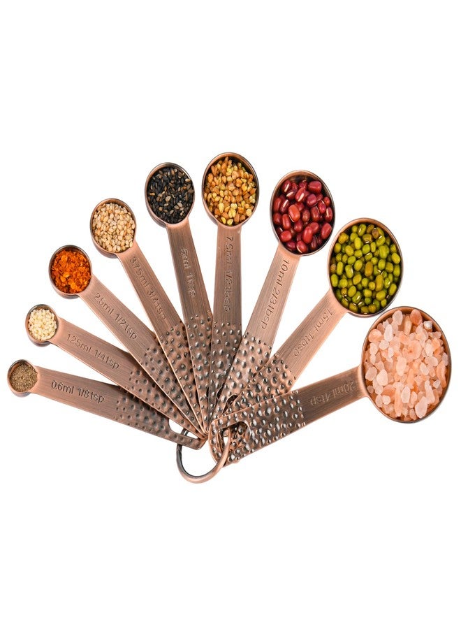 Smithcraft Copper Measuring Cups and Spoons Set, Stainless Steel Measuring Cups Spoons, Metal Metric & US 8 Measure Cup, 9 Kicthen Measure Spoons & Leveler for Baking & Kitchen - Image 3