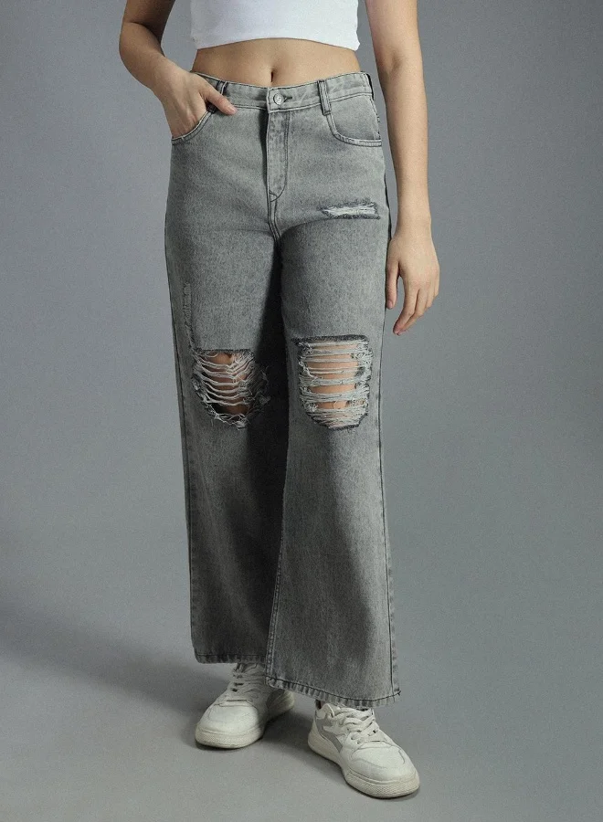 HIGH STAR Women's Black Jeans - Baggy Style for a Retro Look
