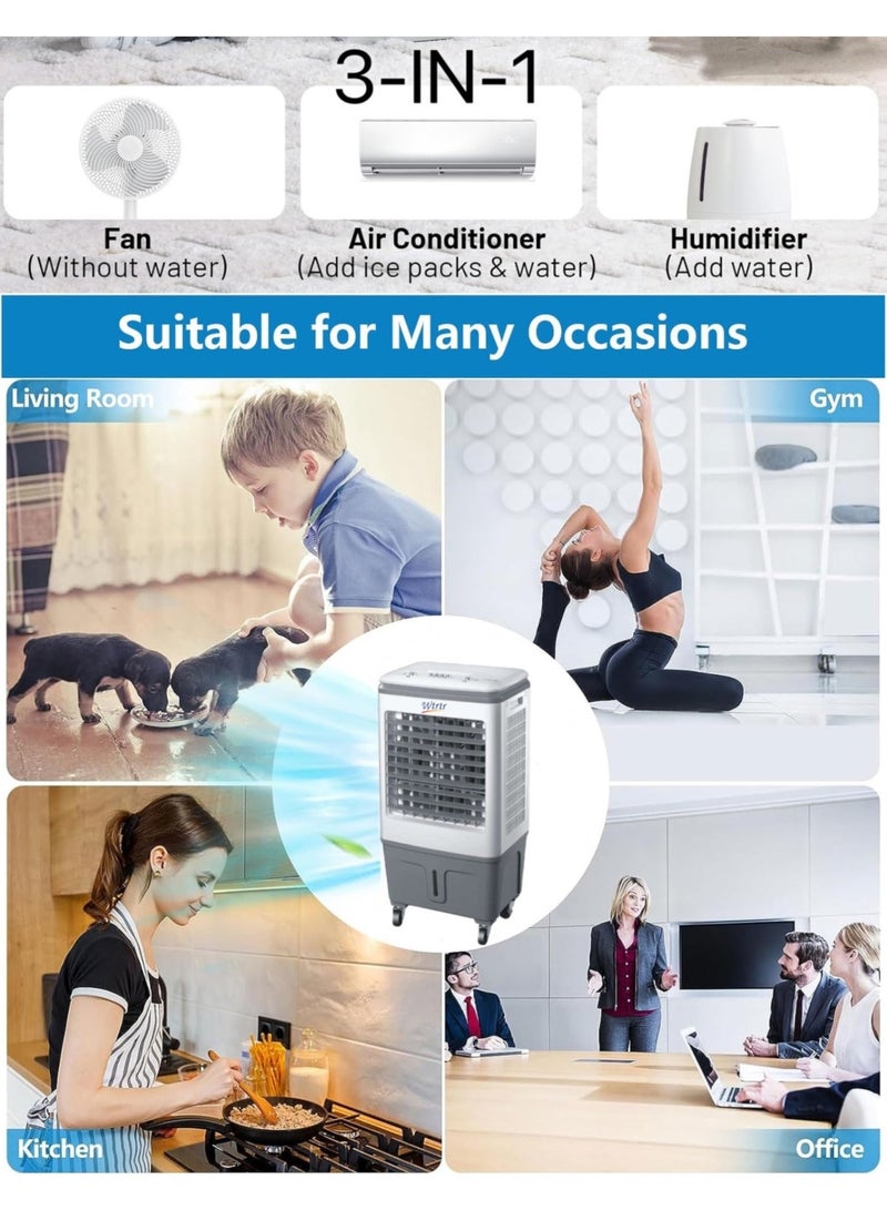 Wtrtr Air cooler,20L Evaporative Air Cooler,Home air conditioning fan refrigeration single cold air cooling fan Commercial home mobile air conditioner (20L) - Image 2