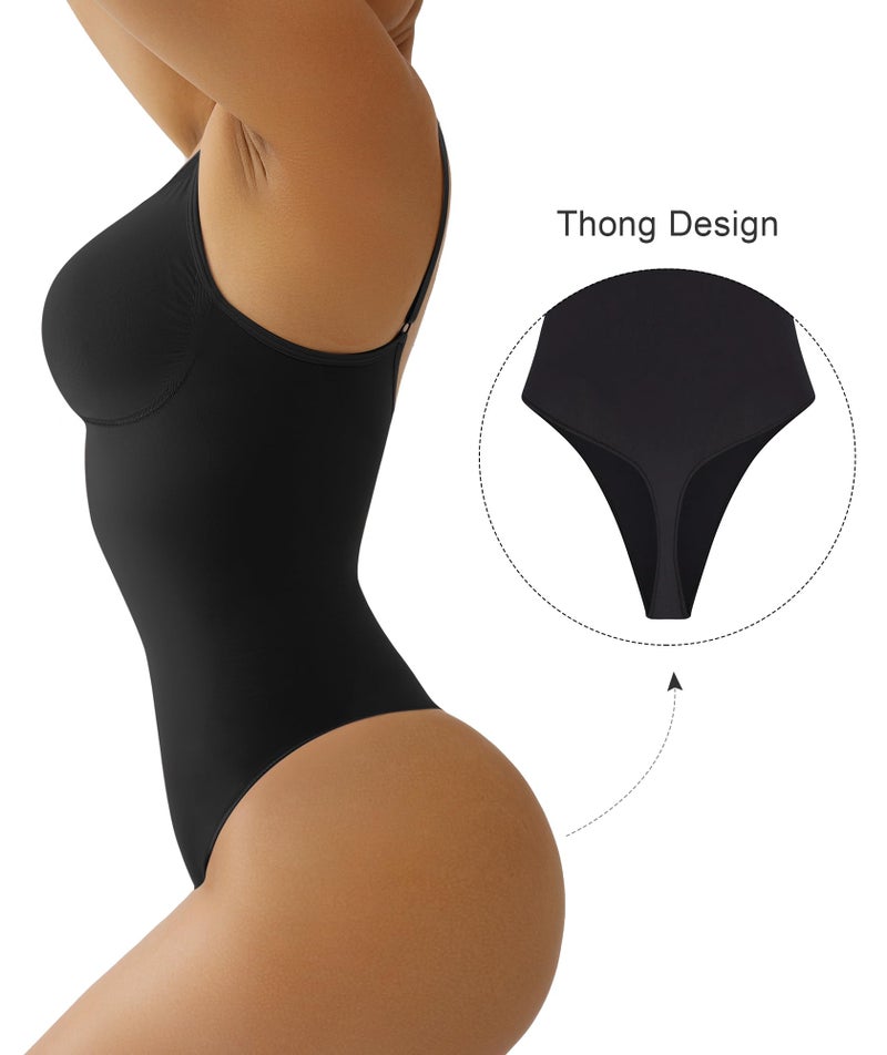 SHAPERX Women's Seamless Shapewear Bodysuit Tummy Control Body Shaper Waist Defining Body Suit,SZ5215-Black-4XL - Image 2