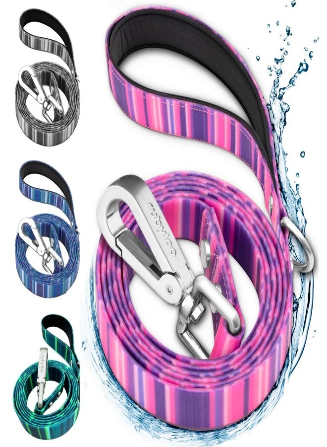 rubyloo Waterproof Dog Leash for Rain & Snow – 6 ft - Washable, Stink-Proof, Dirt-Proof & Odorless – Easy to Clean, Fade & Wear Resistant – Heavy-Duty with Padded Handle & Rust-Proof Clip – Pink (1") - Image 1