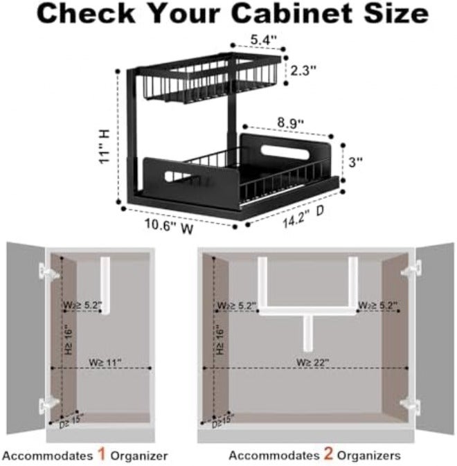 REALINN Under Sink Organizer, Pull Out Cabinet Organizer 2 Tier Slide Out Sink Shelf Cabinet Storage Shelves, Under Sink Storage for Kitchen Bathroom Cabinet - Image 4