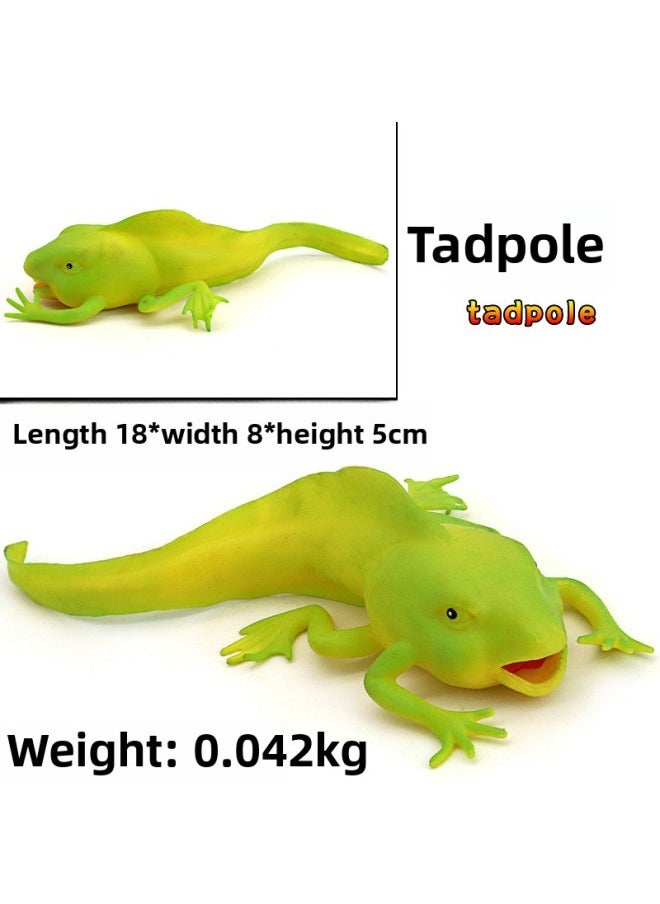 Generic - Applicable Simulation Soft Rubber Silicone Seal Fishbone Puffer Decompression Caterpillar Toy Frog Soft Model Animal Children-Color:Silicone [four-legged Tadpole]] - Image 1