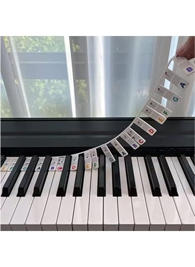 Generic Reusable Piano Notes Guide for Beginner Removable Piano Keyboard Note Labels for Learning 88-Key Full Size Made Of Silicone No Need Stickers for Kids Student  - Image 1