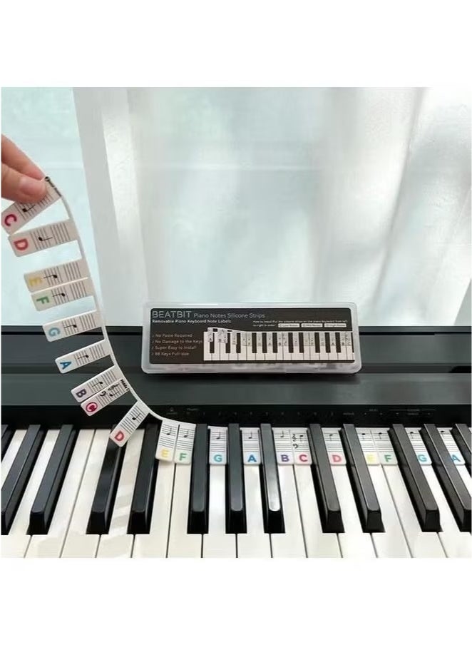 Generic Reusable Piano Notes Guide for Beginner Removable Piano Keyboard Note Labels for Learning 88-Key Full Size Made Of Silicone No Need Stickers for Kids Student  - Image 3