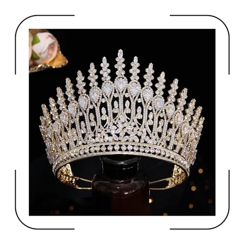 Aoligrace Luxury Tall Wedding Crowns for Bride 5A Cubic Zirconia Arabic Dubai Sweet 16 Tiara Crystal Birthday Party Headpiece - Image 1