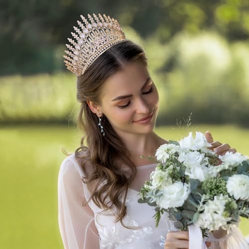 Aoligrace Luxury Tall Wedding Crowns for Bride 5A Cubic Zirconia Arabic Dubai Sweet 16 Tiara Crystal Birthday Party Headpiece - Image 3