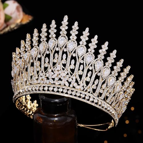 Aoligrace Luxury Tall Wedding Crowns for Bride 5A Cubic Zirconia Arabic Dubai Sweet 16 Tiara Crystal Birthday Party Headpiece - Image 5