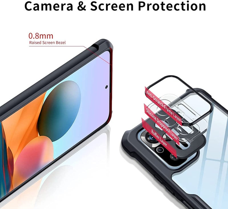 SHINESTAR Thermoplastic Polyurethane, Plastic Ultra Thin 360 Degree Protection Crystal Clear Bumper Back Cover for Redmi Note 10 Pro/Pro Max Mobile - Black - Image 4