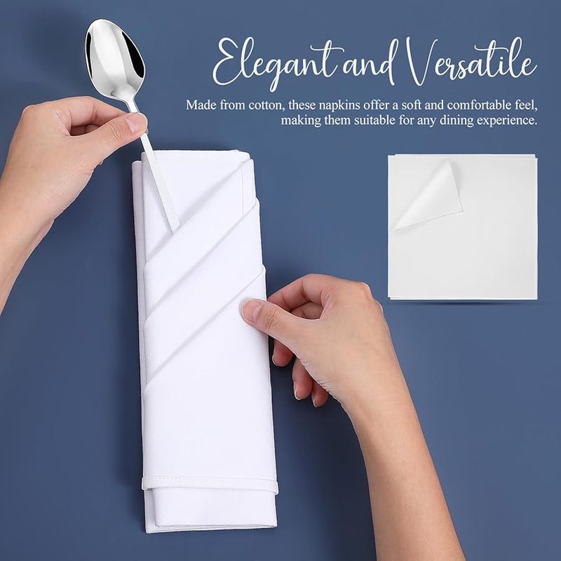 SMASOLO 5 Pack Thick Cotton Cloth Napkins White Reusable for Wedding Party Formal Dinner - Image 4