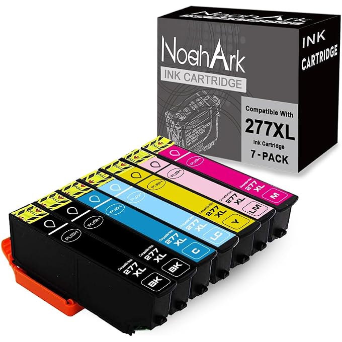 NoahArk Remanufactured Ink Cartridge Replacement for 277 277XL High-Capacity for Expression XP-850 XP-860 XP-950 XP-960 Printer (2Black/Cyan/Magenta/Yellow/Light Cyan/Light Magenta,7-Pack)