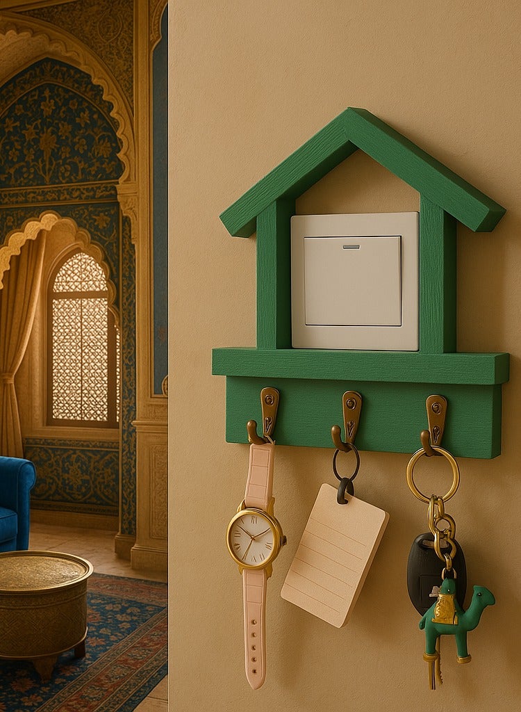B NEW Key holder with decorative wall switch frame,wall-mounted key rack. Wall switch frame with hook for Keys, Watches, Bracelets, Necklaces, and Accessories.  - Image 1