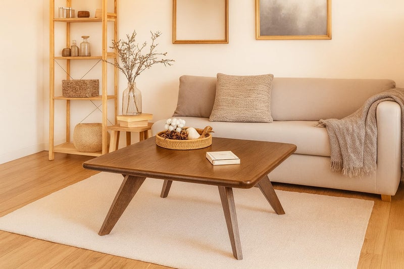 Streem Furniture Solid Wood Coffee Table for Living Room, Dining Room, Bedroom, Kitchen, Office Home Decor (Square Coffee Table, 70x70x40) - Image 1