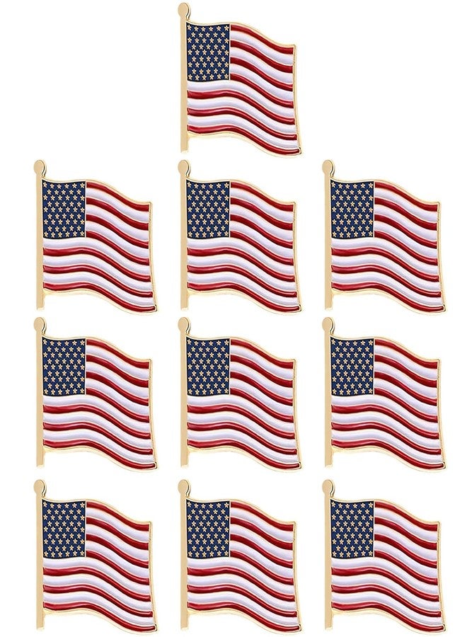 TONOS American Flag Lapel Pin 10-Pack, Metal Enamel US Flag Pins with Butterfly Clutch Backs, Patriotic USA Lapel Pins for Men & Women, Bulk Set for 4th of July, Memorial & Veterans Day (US flag pin, 10) - Image 1