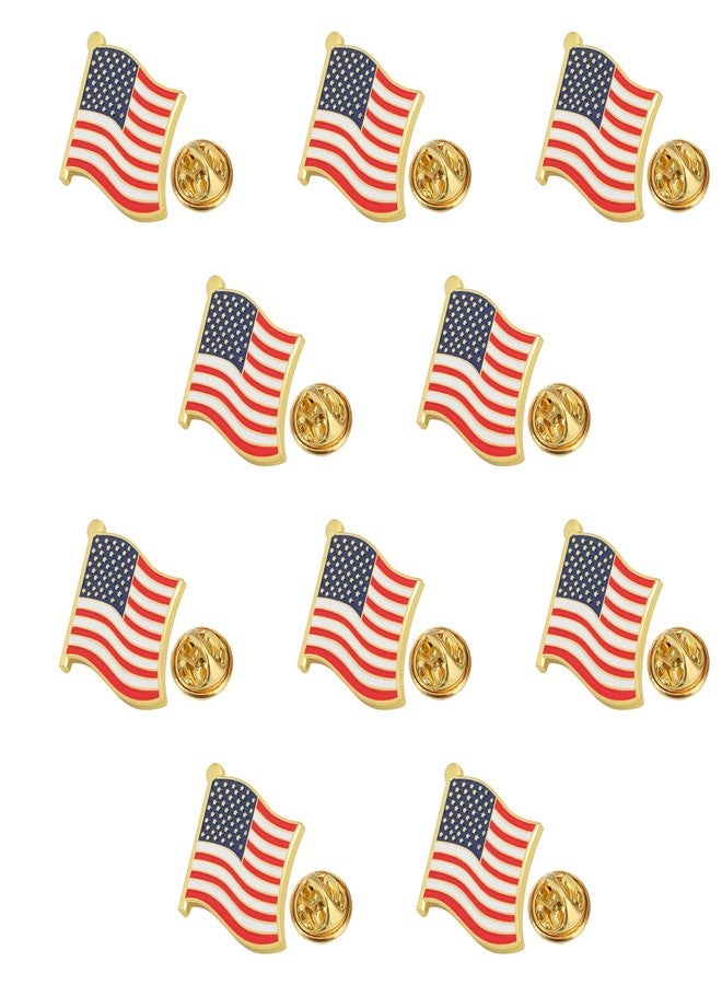 TONOS American Flag Lapel Pin 10-Pack, Metal Enamel US Flag Pins with Butterfly Clutch Backs, Patriotic USA Lapel Pins for Men & Women, Bulk Set for 4th of July, Memorial & Veterans Day (US flag pin, 10) - Image 2