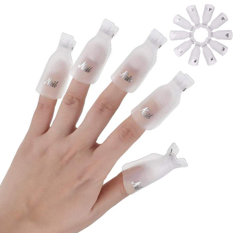 HiMo HiMo 10PC Plastic Acrylic Nail Art Soak Off Cap Clip UV Gel Polish Remover Wrap Tool White