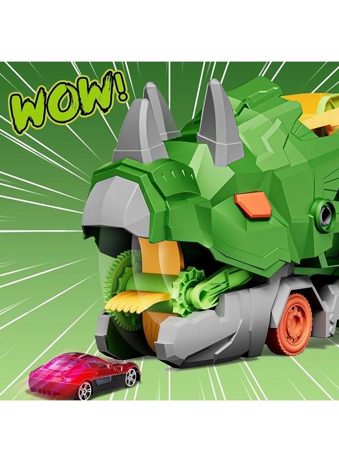 Vixplorn Dinosaur Race Tracks 7 in 1 Dinosaur Toy for Kids Ages 3-7, Dinosaur Transport Truck with 4 Metal Vehicles, City Dinosaur Ultimate Transport Track Toy, Transformable into a Standing Stampede Dinosaur Toy for Toddlers, Gift for Kids Ages 3+ for Eid, Birthday, Easter and Other Celebrations - Image 3