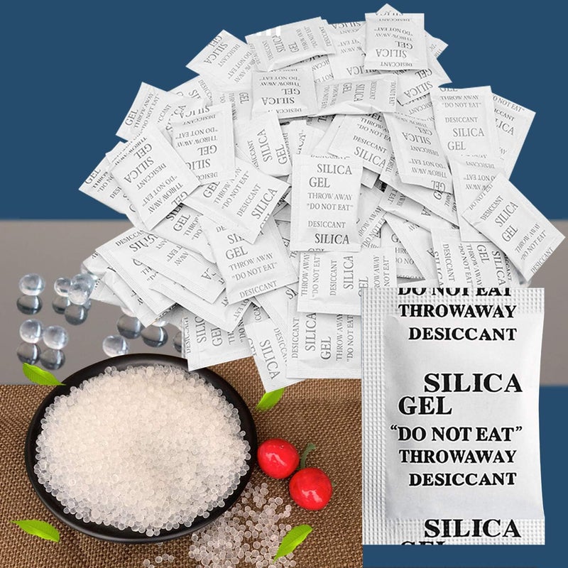 Rness Silica Gel Sachets for Food Food Grade Silica Gel Moisture Absorbers for Moisture Control,Cobalt Chloride Free 2g/pack(100 Packs) - Image 1
