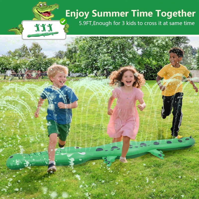 BINGKOU Water Sprinkler for Kids,Large Crocodile Inflatable Sprinkler, Kids Sprinklers for Yard,Outdoor Water Toys Spray Summer Water Play for Boys Girls Dogs Backyard - Image 5