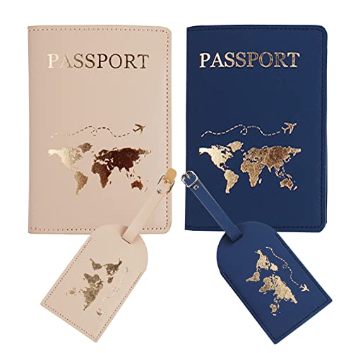 Snogisa Mr and mrs passport covers and luggage tags gift set，Slim Waterproof Passport Case,newlywed travel gifts for Couples,Bridal Shower Gift - Image 1