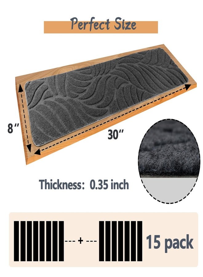 Demiwise 15 Pack Non Slip Stair Treads,8" X 30" Non Slip Carpet Stair Treads with Reusable Adhesive Rubber Backing,Staircase Step Treads Carpet Treads for Wooden Steps Indoor (Dark Gray) - Image 5