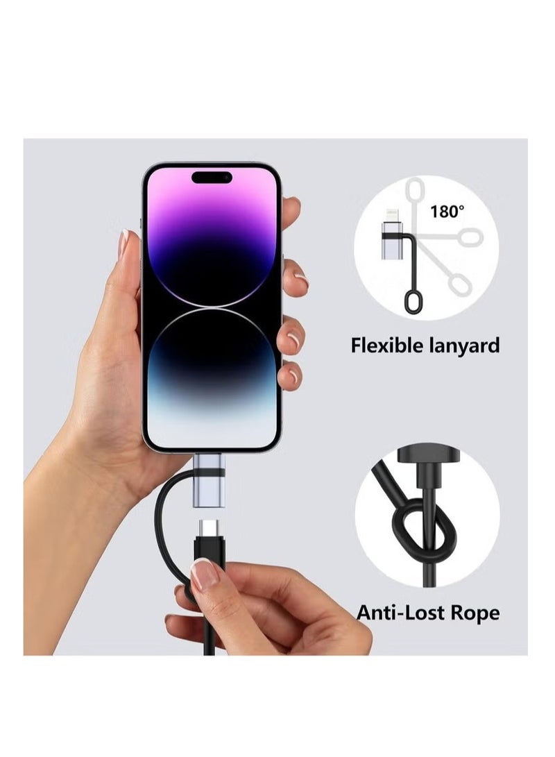 قطعتان من محول USB-C إلى Lightning باللون الفضي، شحن سريع PD بقوة 30 وات، مزامنة البيانات، حلقة مضادة للضياع لجهاز iPhone - Image 4