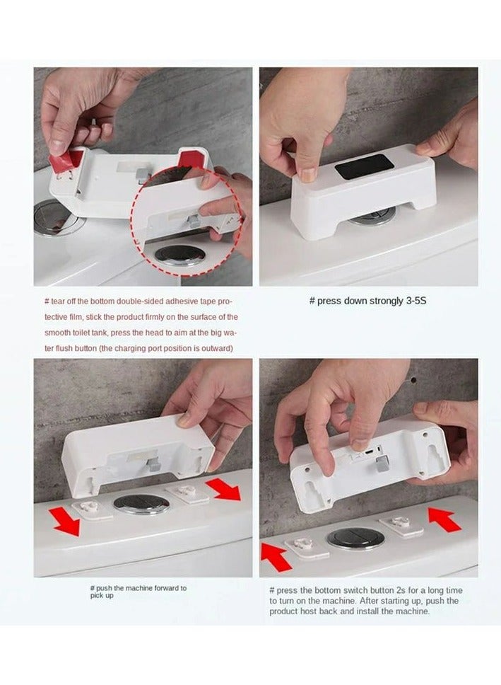 فيجن 2 جهاز فتح السيفون الأتوماتيكي ,مشغل سيفون ذكي بدون تلامس يعمل بالأشعة ,ضد المياة ببطارية شحن مانع لإنتقال العدوي والبكتريا  للمنزل والسفر,أبيض - Image 4