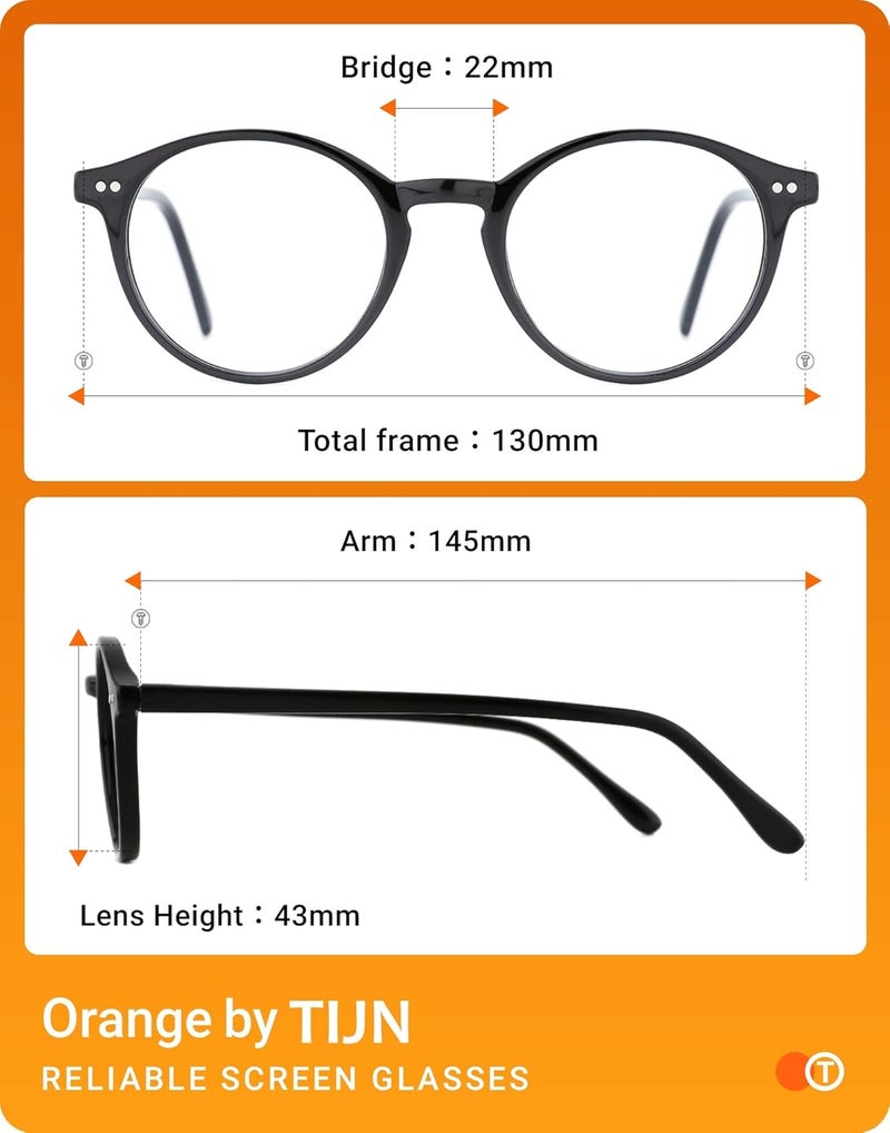 TIJN Blue Light Blocking Glasses Men Women Vintage Thick Round Rim Frame Eyeglasses - Image 5
